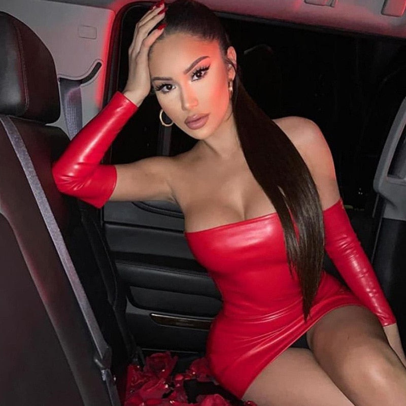 Leather Bodycon Mini Dresses