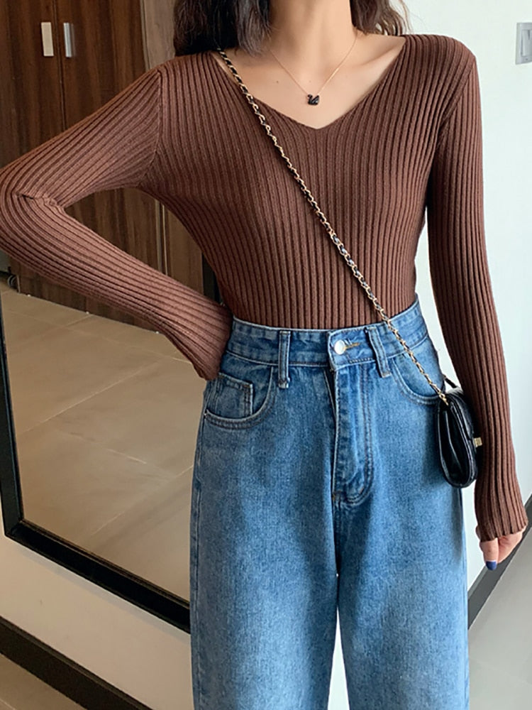 Basic Knitted Ribbed Sweater