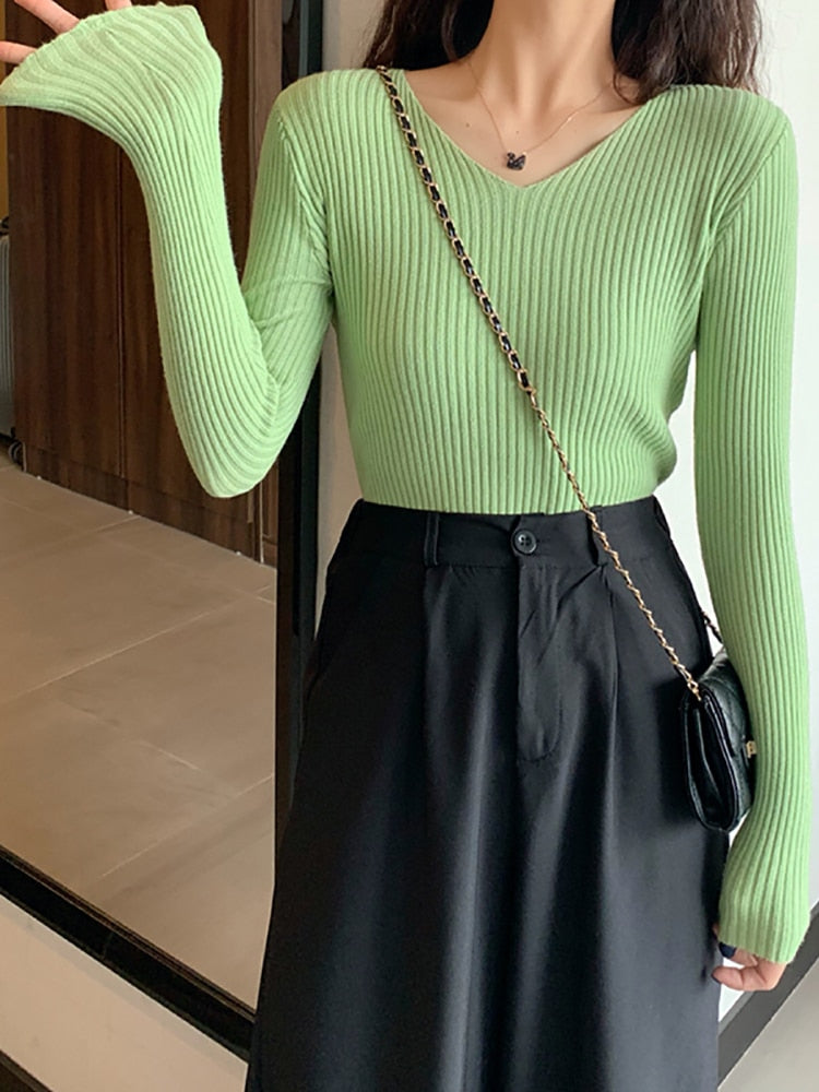Basic Knitted Ribbed Sweater