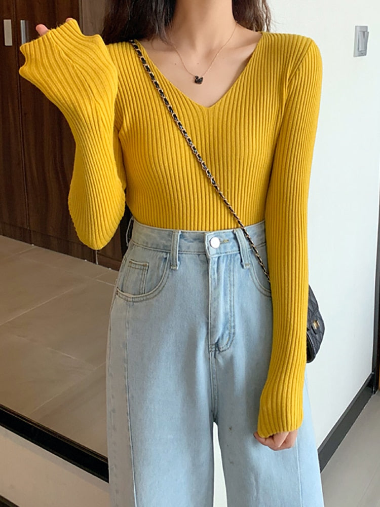 Basic Knitted Ribbed Sweater