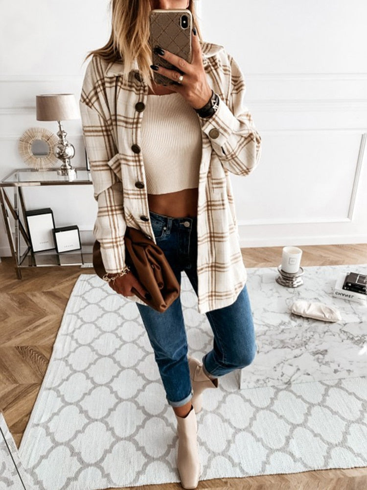 Vintage Women Plaid Shirt