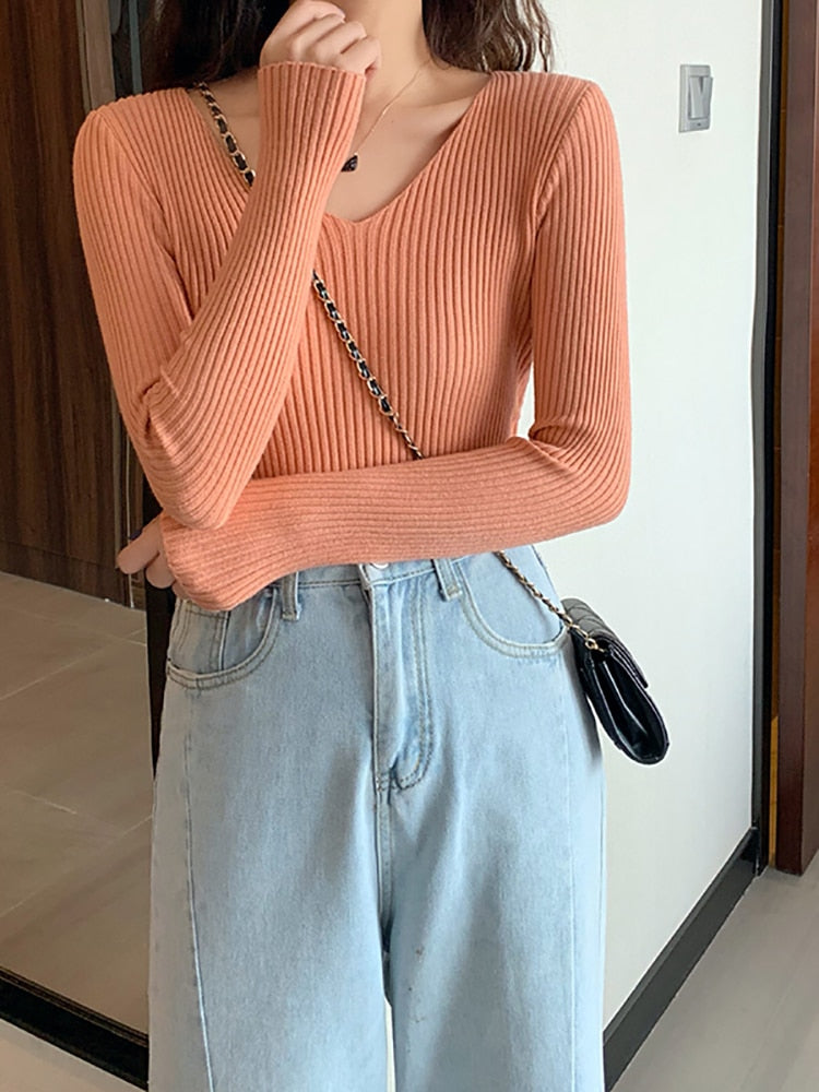Basic Knitted Ribbed Sweater