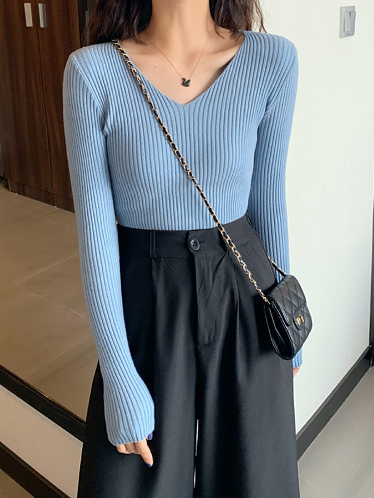 Basic Knitted Ribbed Sweater