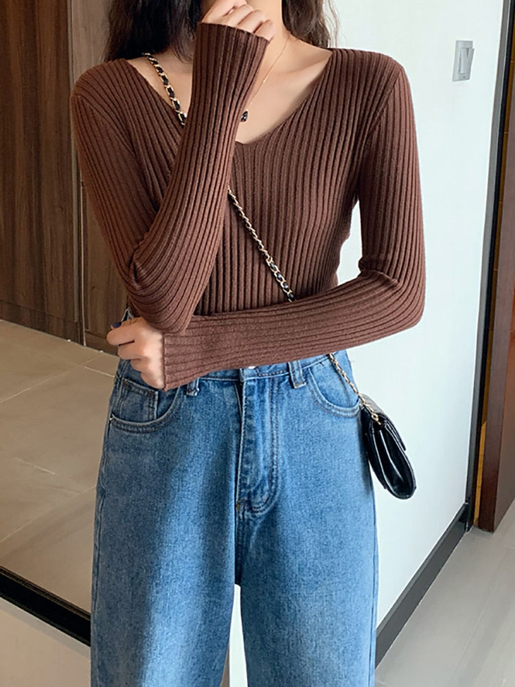 Basic Knitted Ribbed Sweater