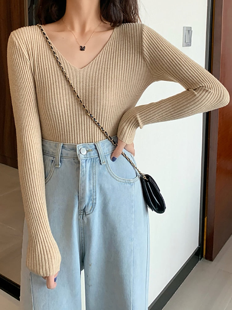 Basic Knitted Ribbed Sweater
