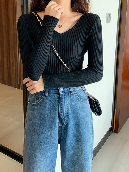 Basic Knitted Ribbed Sweater