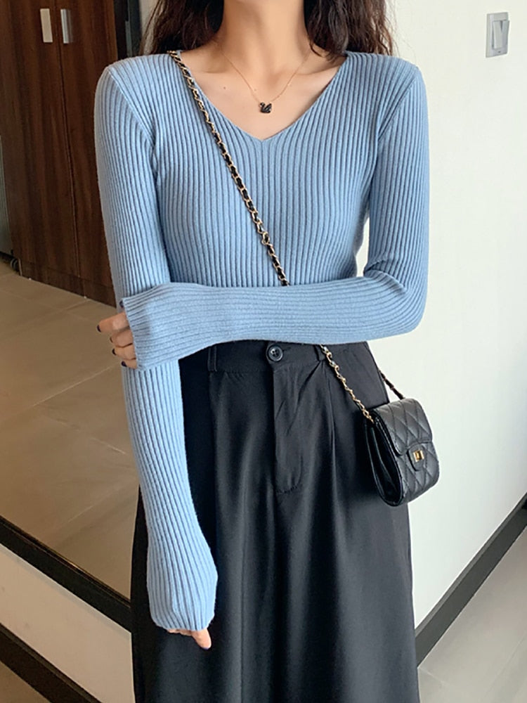 Basic Knitted Ribbed Sweater
